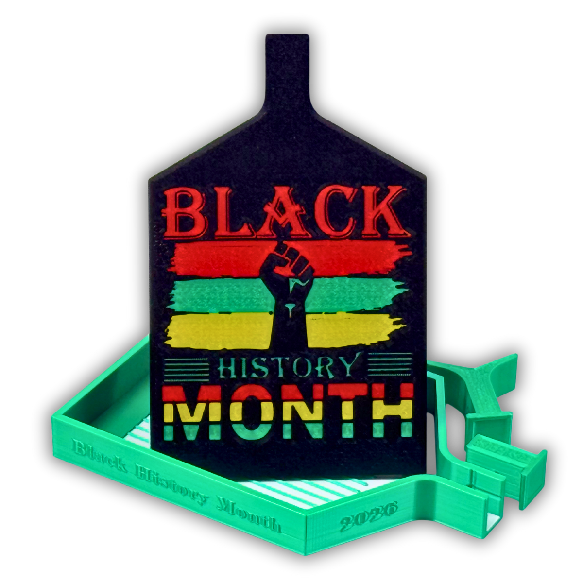 Black History Month Commemorative Tray – Green, Black & Yellow Edition